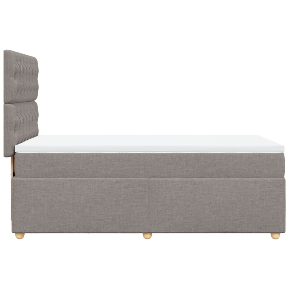 Cama box spring con colchón tela gris taupe 90x200