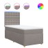Cama box spring con colchón tela gris taupe 90x200