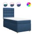 Cama box spring con colchón tela azul 90x200