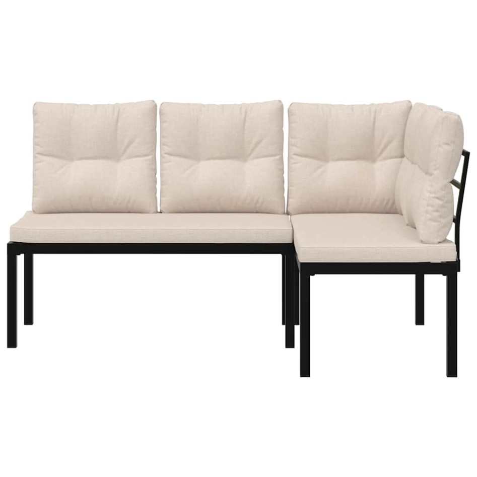 Bancos jardín y cojines 2 pzas acero recubrimiento polvo