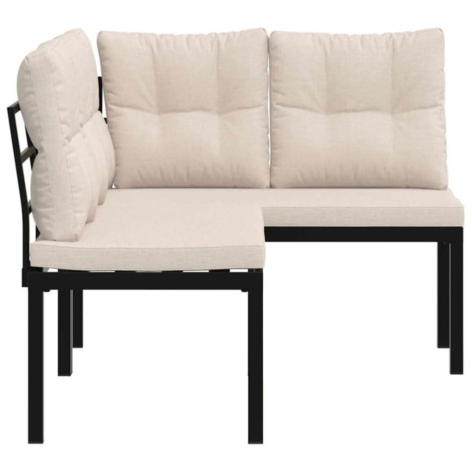 Bancos jardín y cojines 2 pzas acero recubrimiento polvo