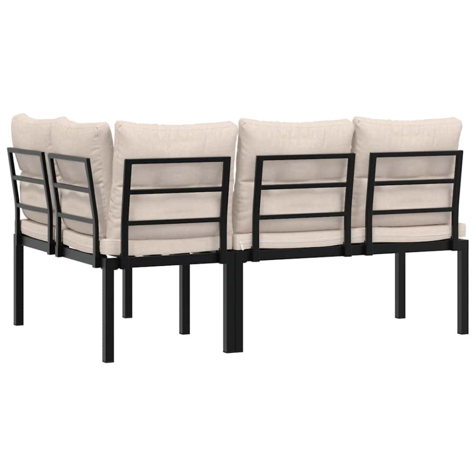 Bancos jardín y cojines 2 pzas acero recubrimiento polvo