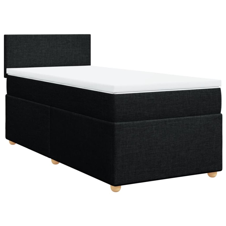 Cama box spring con colchón tela negro 90x200