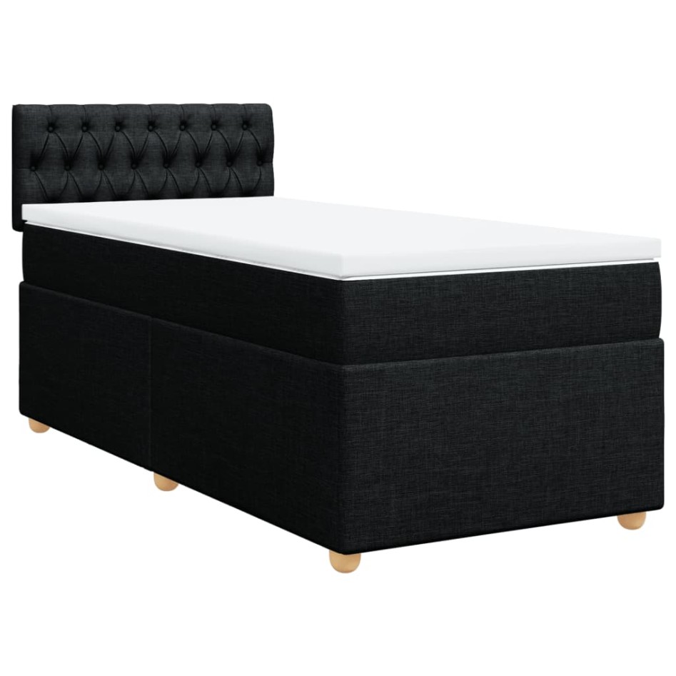 Cama box spring con colchón tela negro 90x200