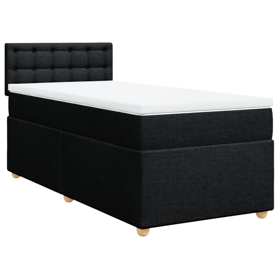 Cama box spring con colchón tela negro 90x200