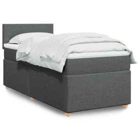 Cama box spring con colchón tela gris oscuro 100x200