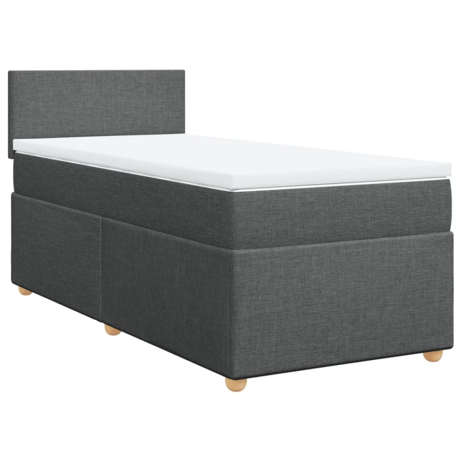 Cama box spring con colchón tela gris oscuro 100x200
