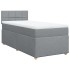 Cama box spring con colchón tela gris claro 100x200