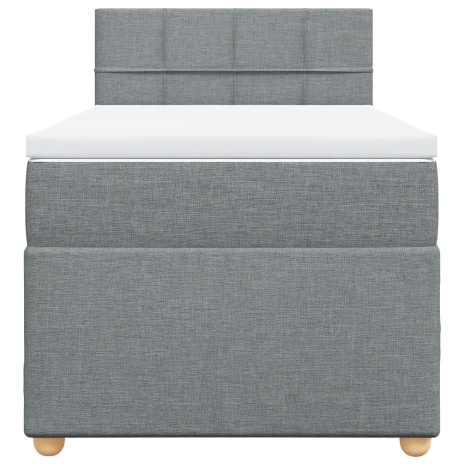 Cama box spring con colchón tela gris claro 100x200