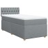 Cama box spring con colchón tela gris claro 100x200