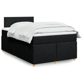 Cama box spring con colchón tela negro 120x190
