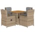 Set comedor de jardín 5 pzas con cojines ratán sintético
