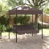 Banco columpio de jardín con toldo acero marrón