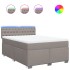 Cama box spring con colchón tela gris taupe 140x190