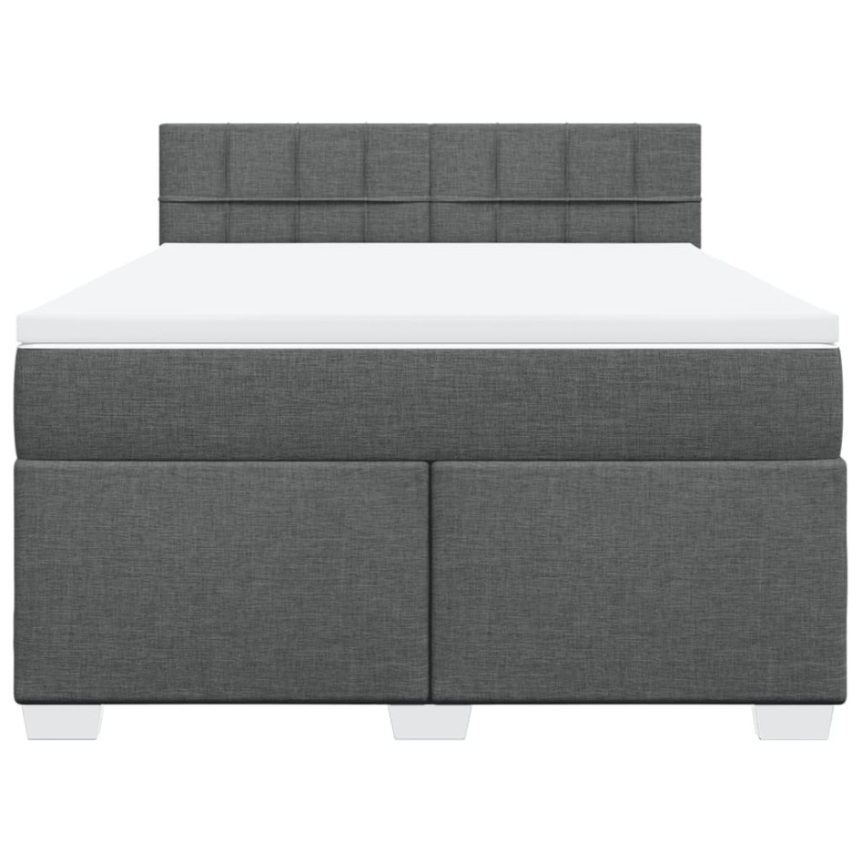 Cama box spring con colchón tela gris oscuro 140x200