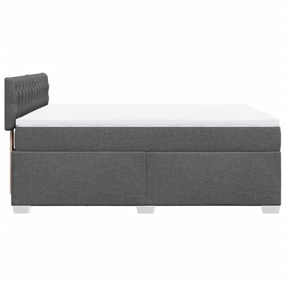 Cama box spring con colchón tela gris oscuro 140x200