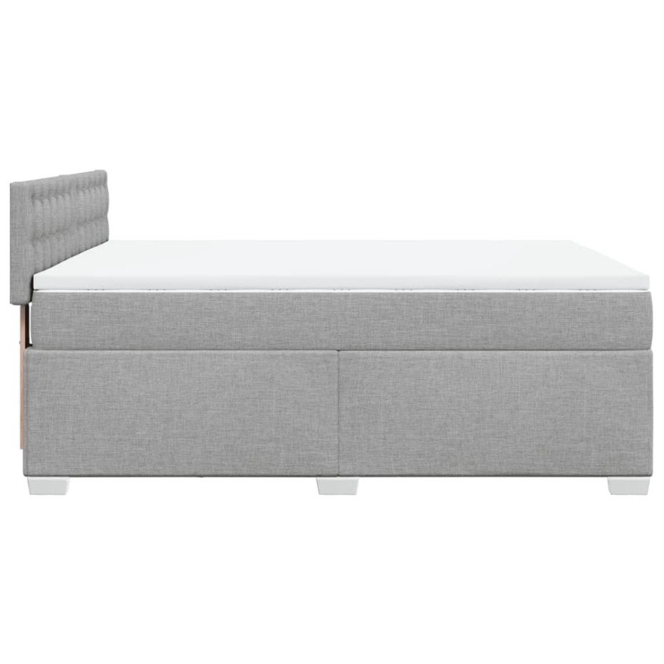 Cama box spring con colchón tela gris claro 140x200