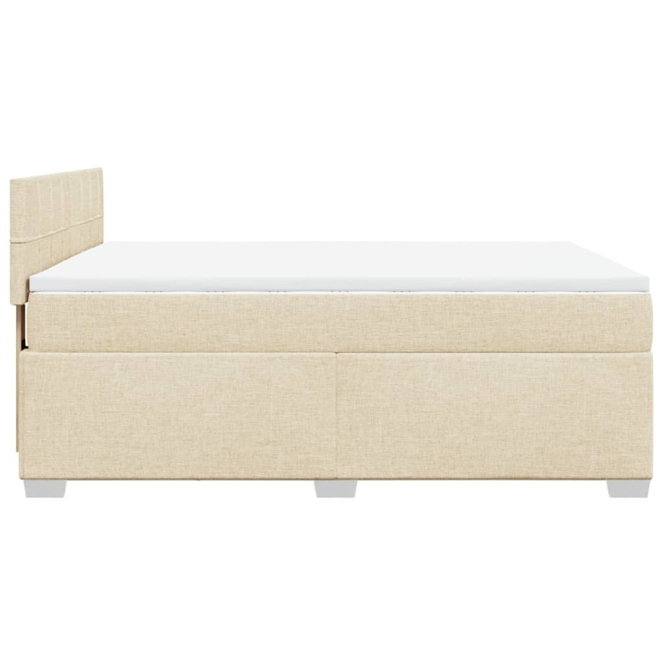 Cama box spring con colchón tela color crema 160x200