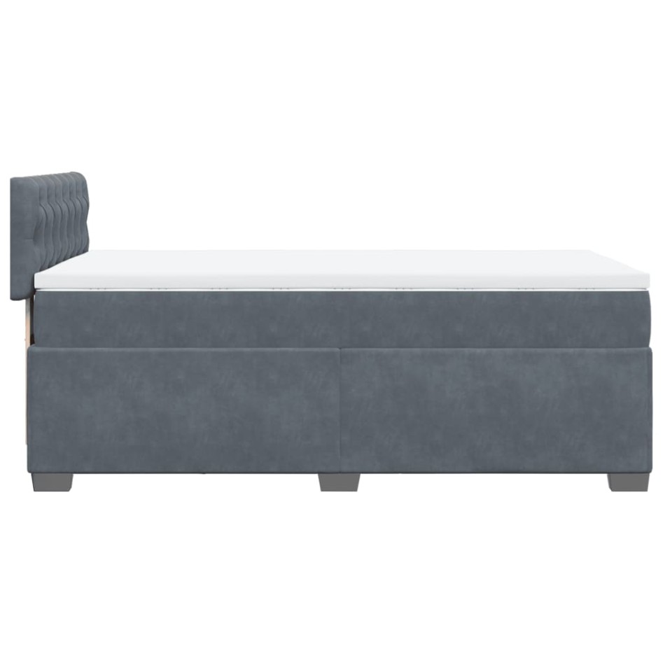 Cama box spring con colchón terciopelo gris oscuro 90x190