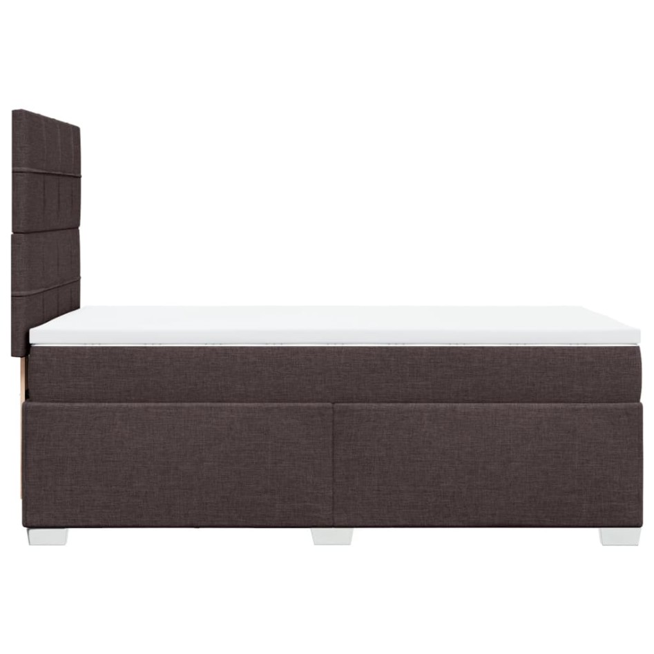Cama box spring con colchón tela marrón oscuro 90x190