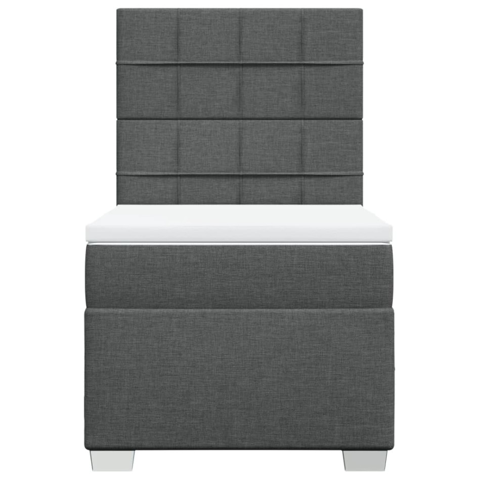 Cama box spring con colchón tela gris oscuro 90x190