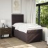 Cama box spring con colchón tela marrón oscuro 90x200