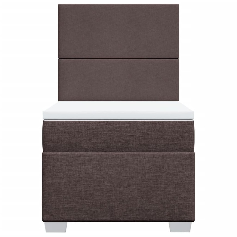 Cama box spring con colchón tela marrón oscuro 90x200