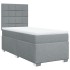 Cama box spring con colchón tela gris claro 90x200