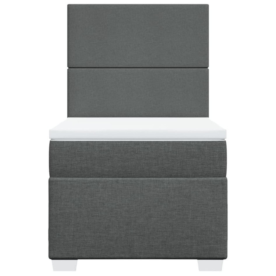 Cama box spring con colchón tela gris oscuro 90x200