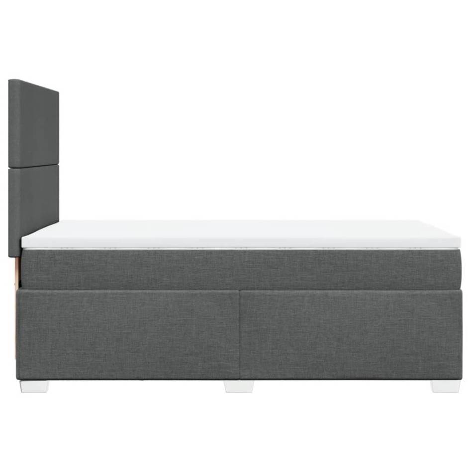 Cama box spring con colchón tela gris oscuro 90x200
