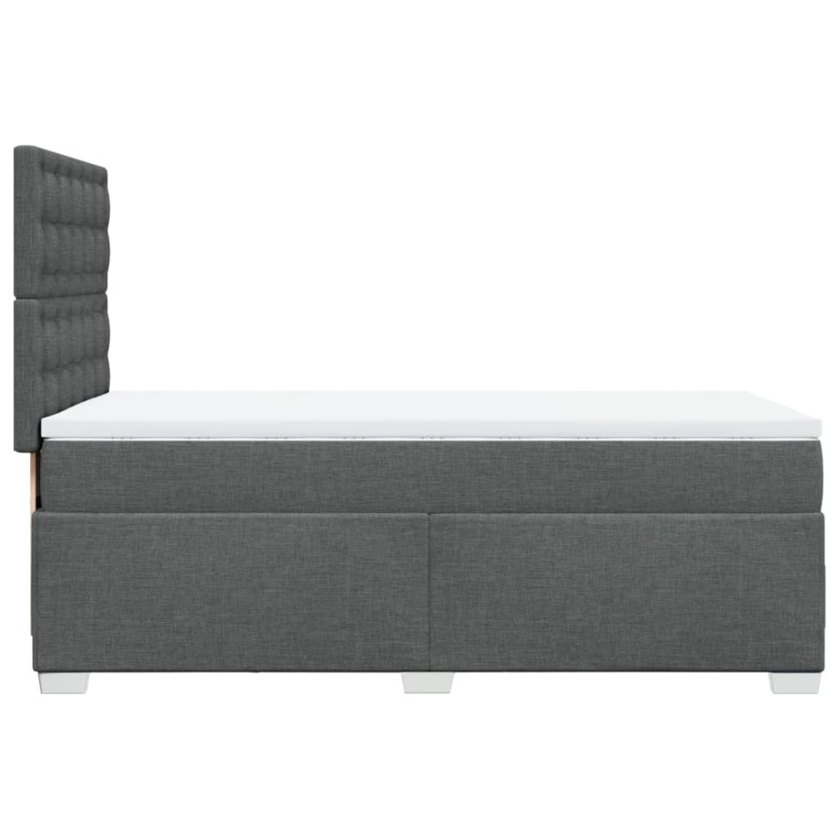 Cama box spring con colchón tela gris oscuro 90x200