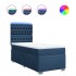 Cama box spring con colchón tela azul 90x200