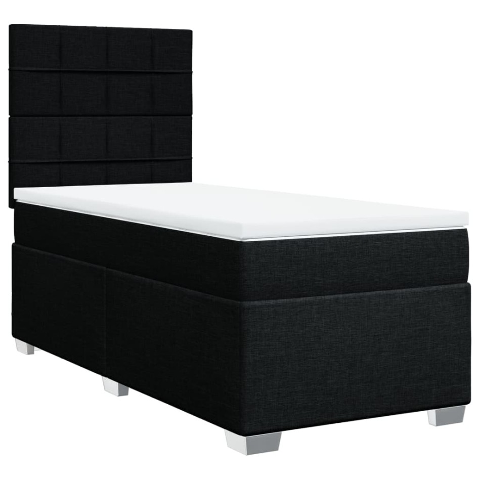 Cama box spring con colchón tela negro 100x200