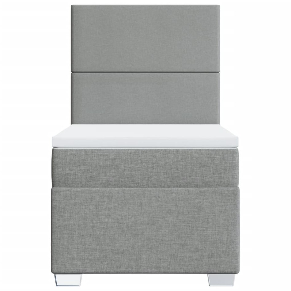 Cama box spring con colchón tela gris claro 100x200