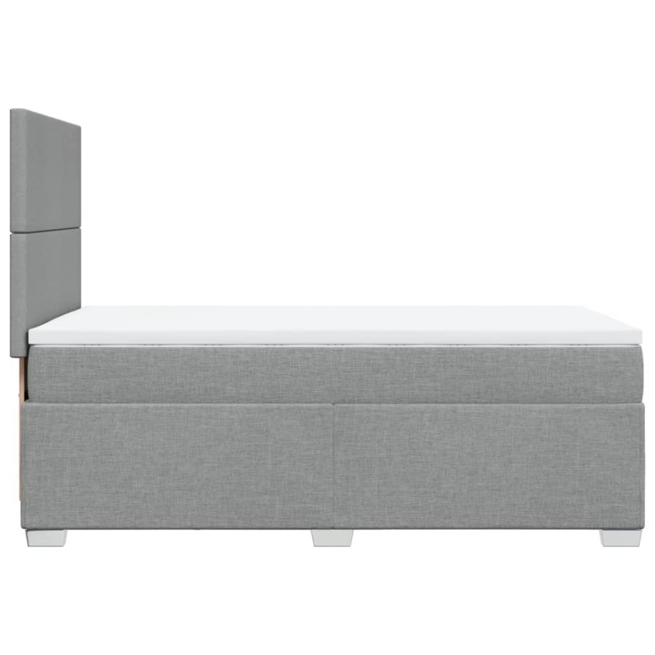Cama box spring con colchón tela gris claro 100x200