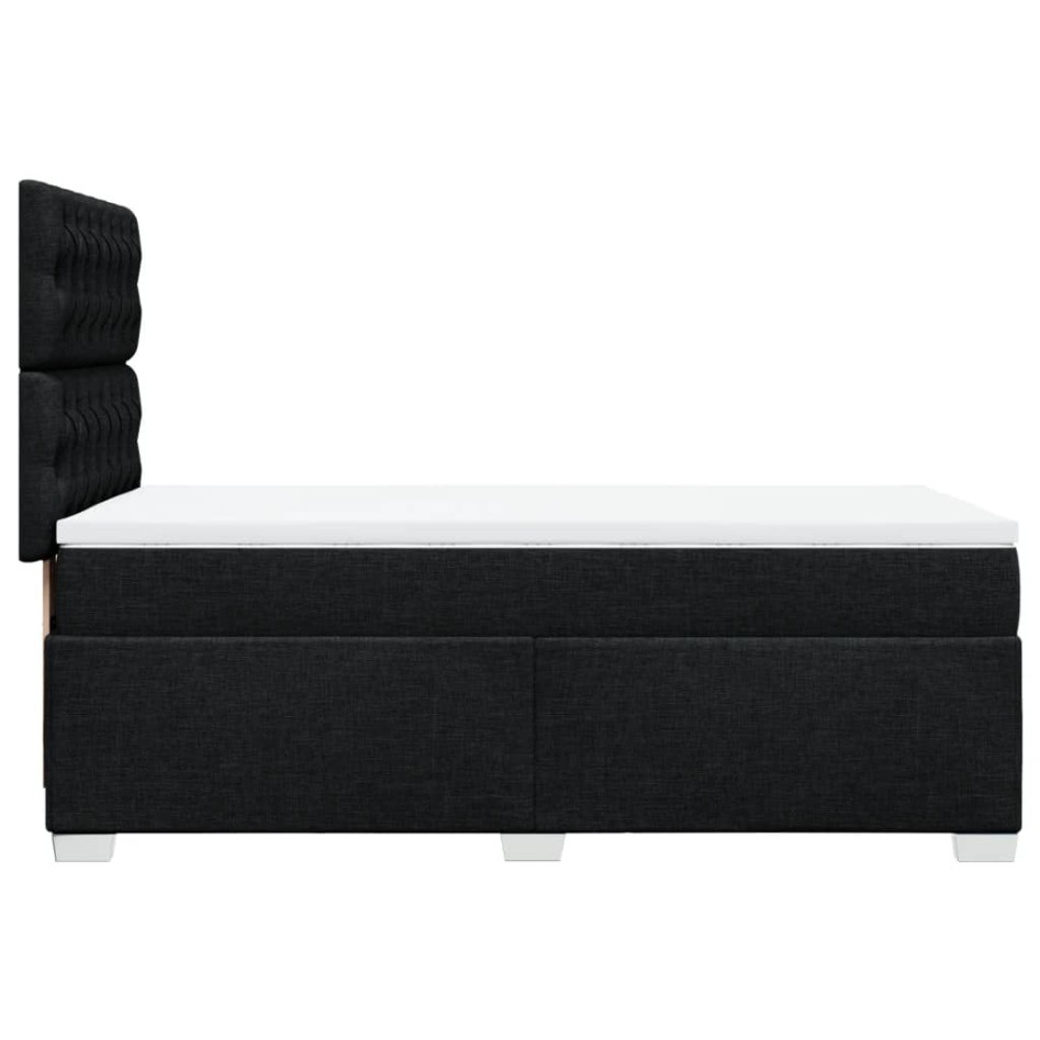 Cama box spring con colchón tela negro 100x200