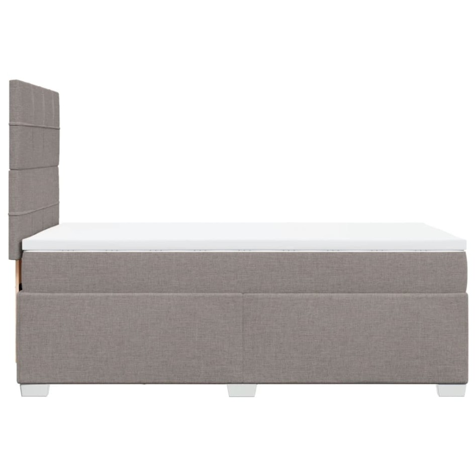 Cama box spring con colchón tela gris taupe 100x200