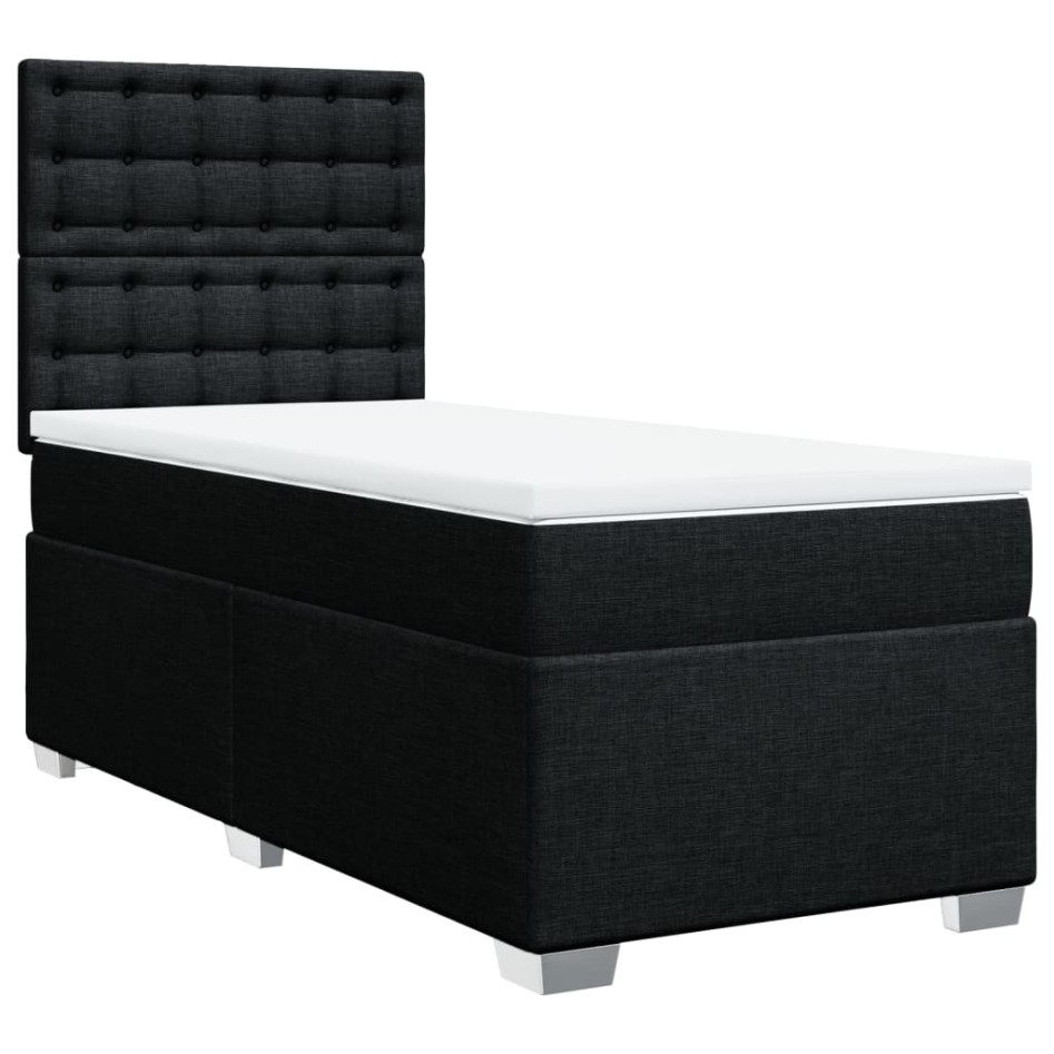 Cama box spring con colchón tela negro 100x200