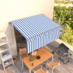 Toldo automático retráctil con persiana azul y blanco 3x2,5m