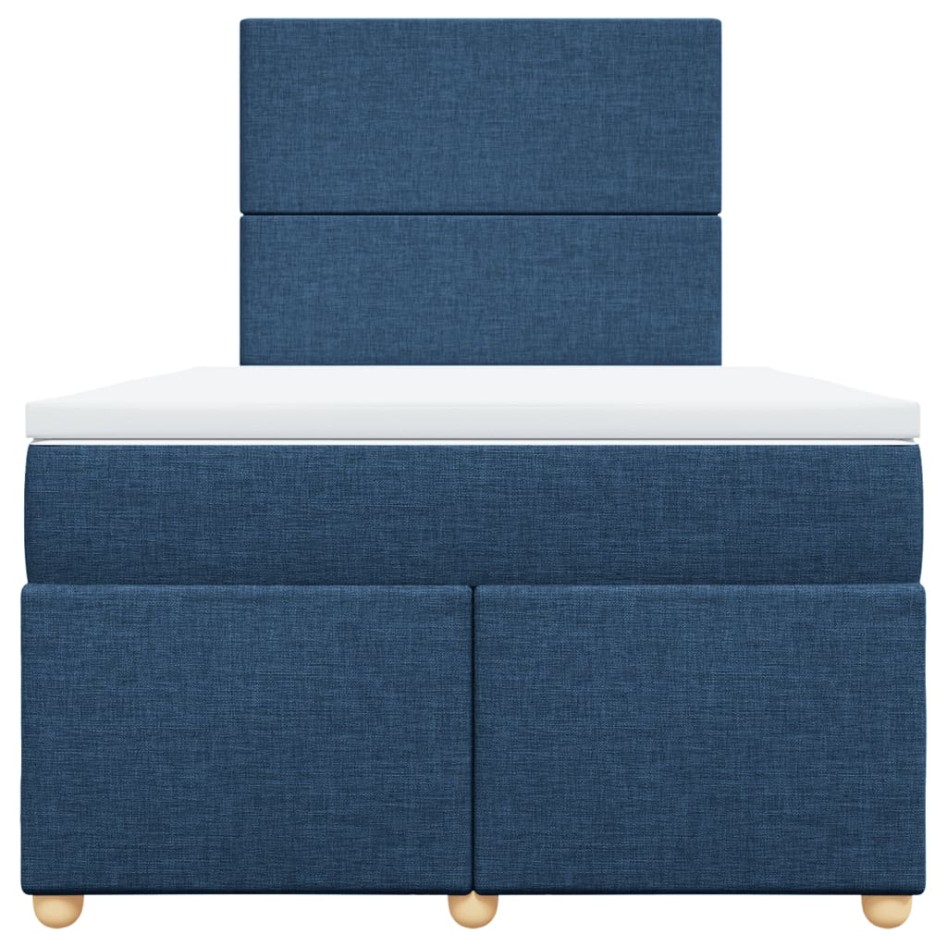 Cama box spring con colchón tela azul 120x190
