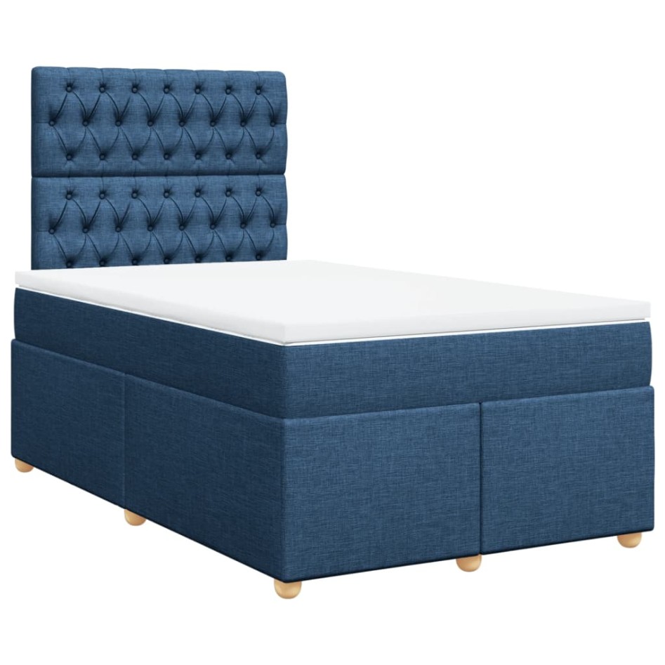 Cama box spring con colchón tela azul 120x190