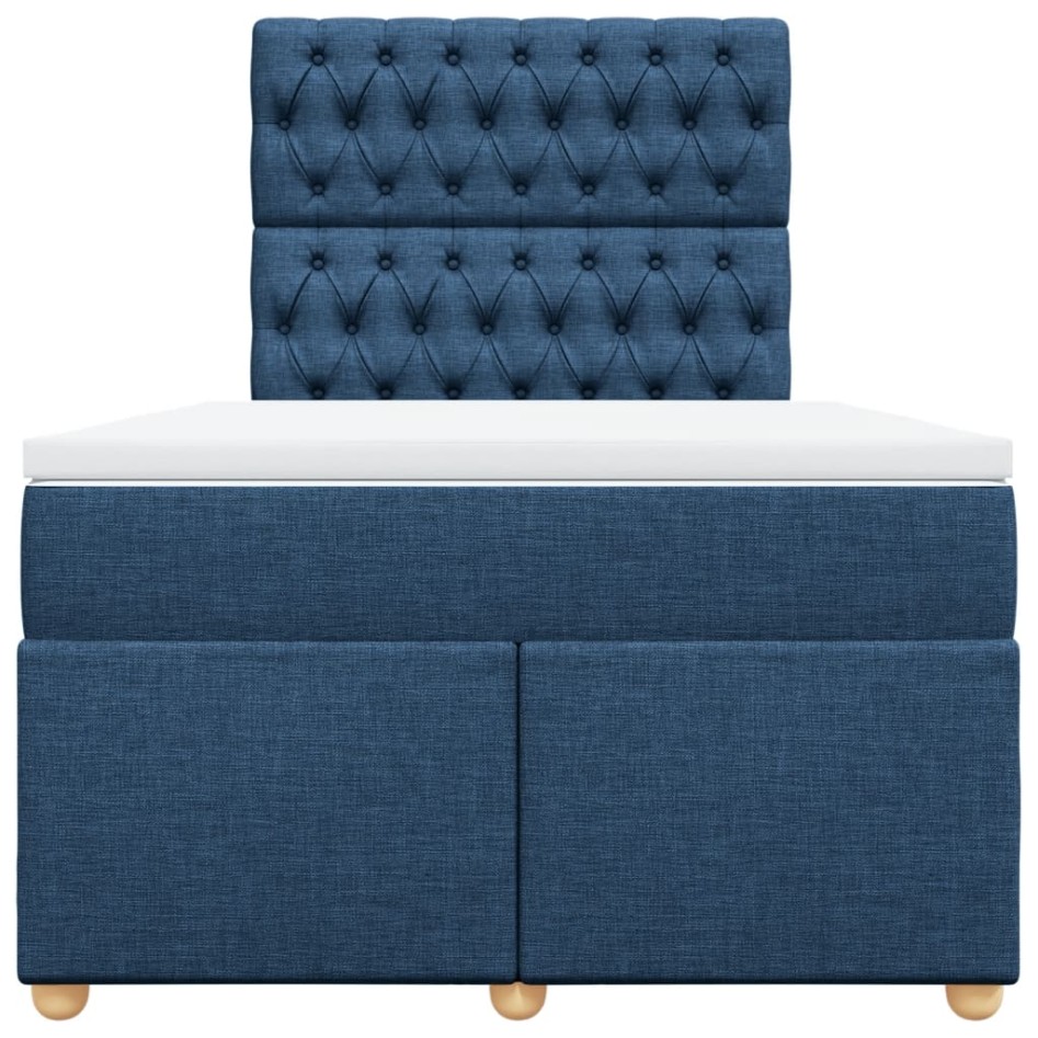 Cama box spring con colchón tela azul 120x190