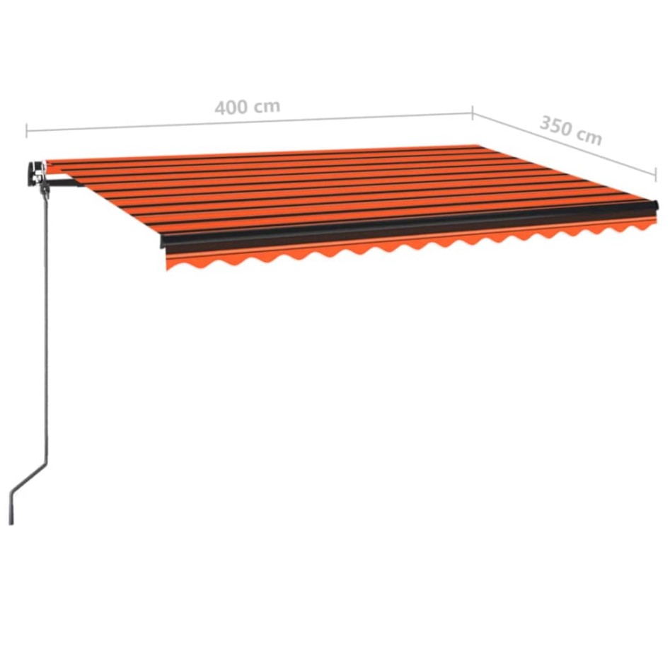 Toldo retráctil manual con luz LED 400x350 cm naranja y