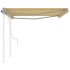 Toldo manual retráctil con postes amarillo y blanco 4,5x3