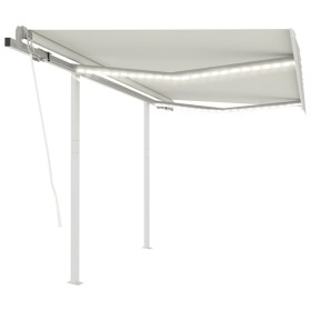 Toldo automático LED sensor de viento crema 3,5x2,5