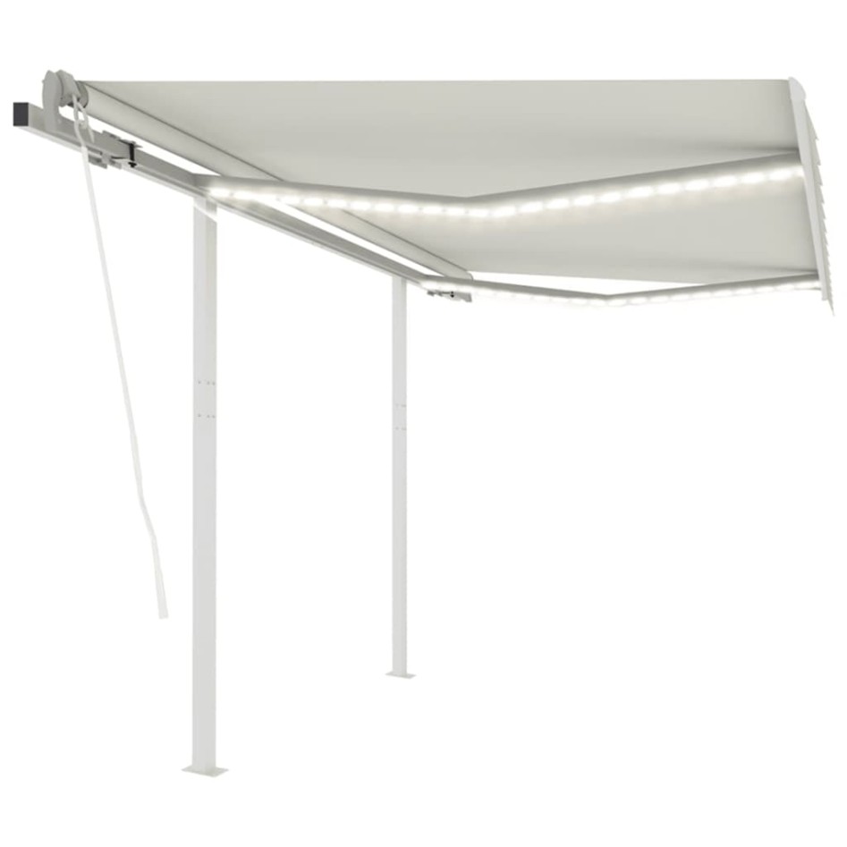 Toldo automático LED sensor de viento crema 3,5x2,5
