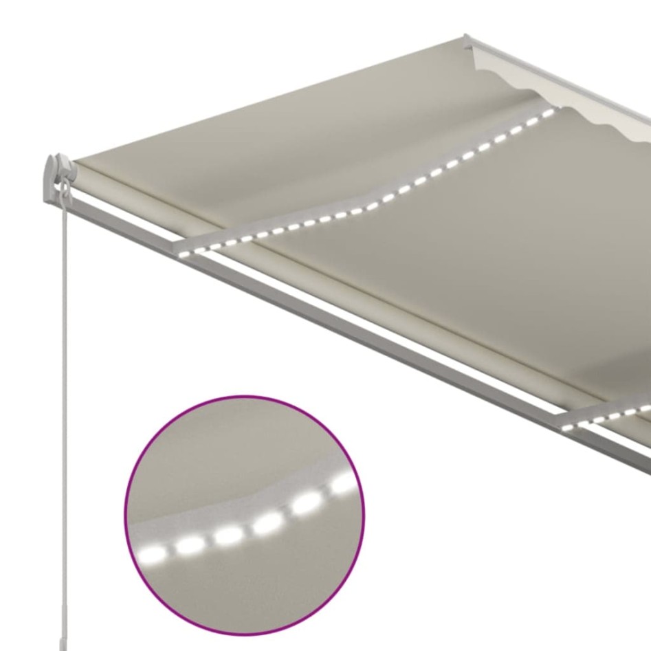 Toldo automático LED sensor de viento crema 3,5x2,5