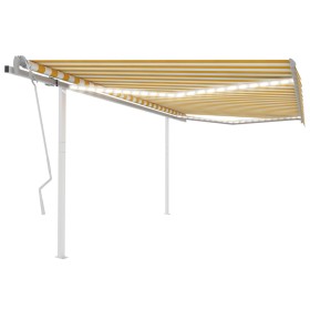 Toldo manual retráctil con LED amarillo y blanco 4,5x3,5