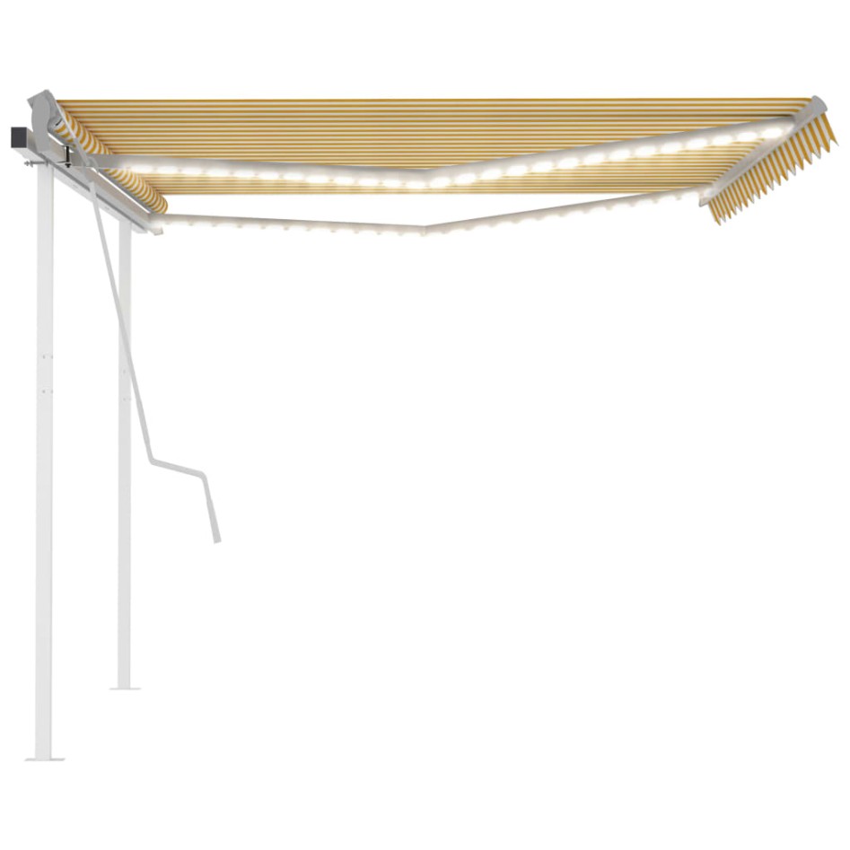 Toldo manual retráctil con LED amarillo y blanco 4,5x3,5