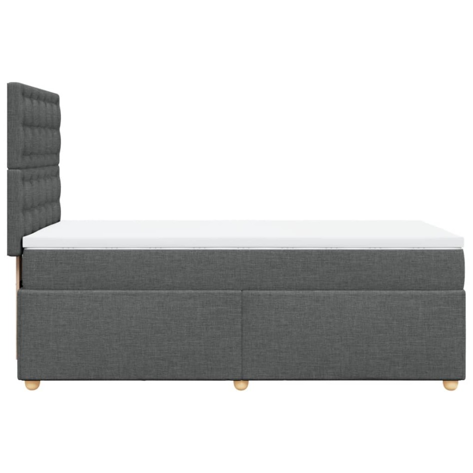 Cama box spring con colchón tela gris oscuro 100x200